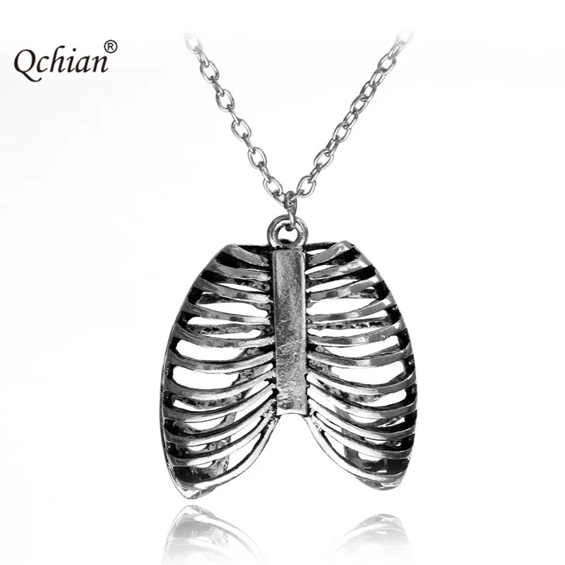 Anatomical Human Rib Cage Body Chest Necklace Collares Vintage Jewelry