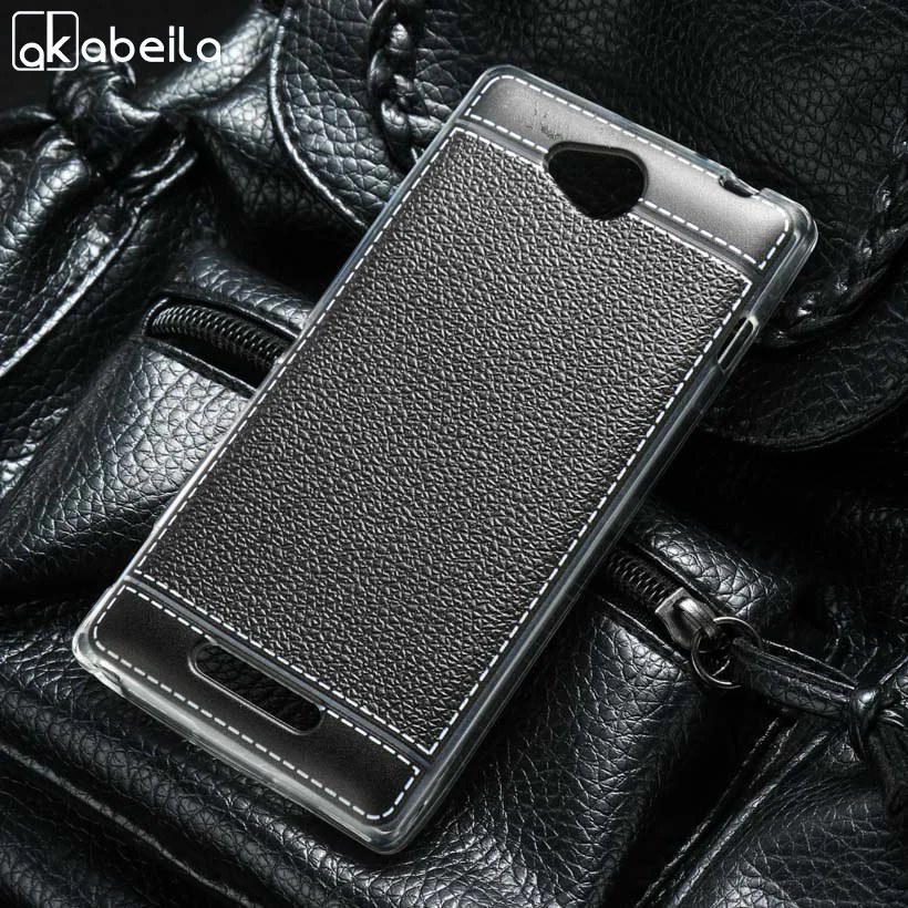 

AKABEILA Phone Cover Cases For Sony Xperia C S39h C2305 5.0 inch Covers Soft TPU Litchi Phone Bags Back Shell Skin Housing