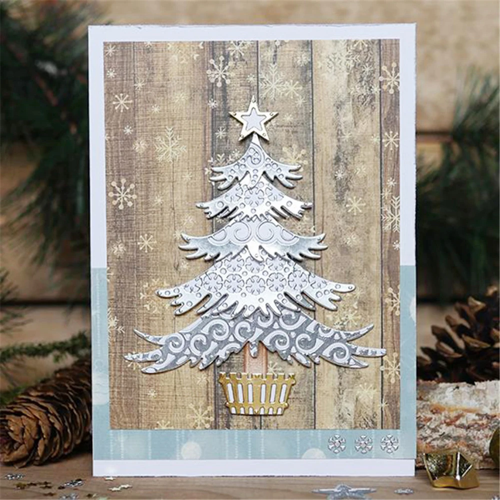 Merry Christmas Cedar Tree Die Metal Cutting Dies 3D DIY Scrapbooking