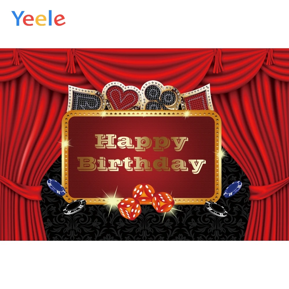 

Yeele Playing Cards Sieve Shining Red Curtain Photography Backgrounds Customized Photographic Backdrops for Photo Studio