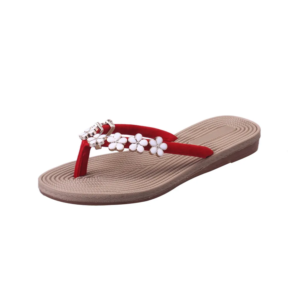 

2019 Women Summer Slipper New Fashion Solid Color Flower Zapatos Mujer Ladies Home Flip Flops Slipper Beach shoes Casual