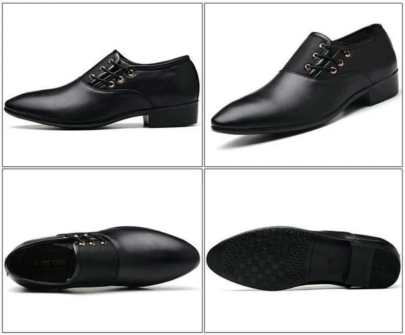 Men's Wedding Shoe Oxfords For Mens Shoes Formal Leather Black Brogues Dress Shoe Lace-Up Men Casual Shoes Oxfords Large Size 47 (3)