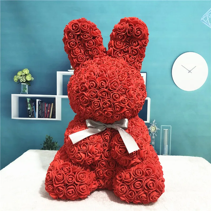 

2018 Red Color PE Flower Rabbit pattern Creative Diy Gifts Wedding Decoration Christmas Decoration Bubble Rose Diy Foam Plastic