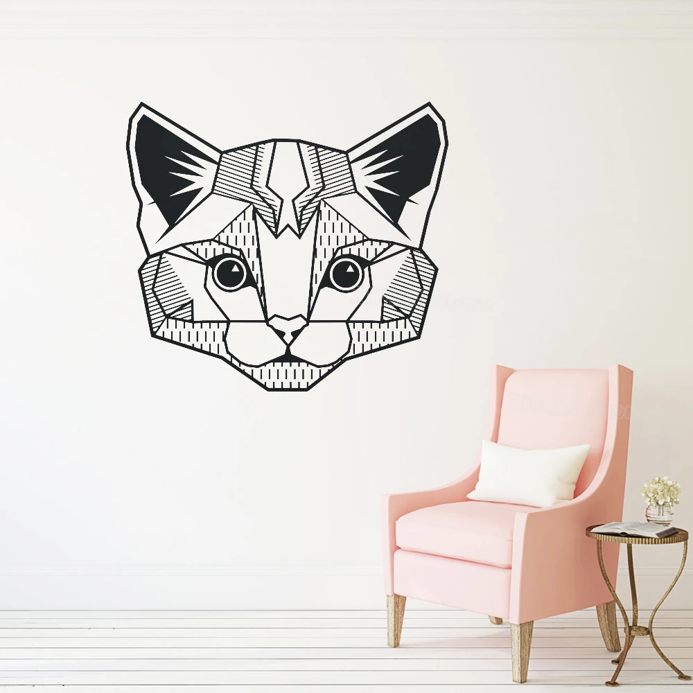 geometric cat wall decal