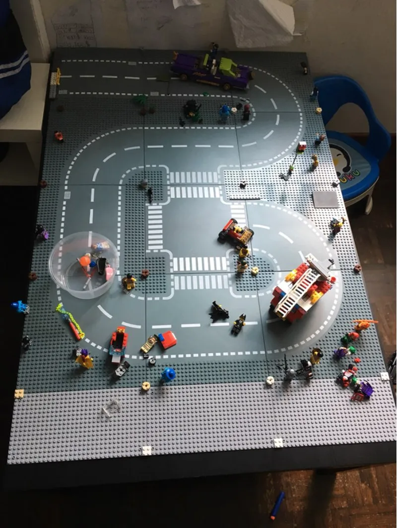 Классическая городская дорога улица Baseplate игрушка прямая перекладина кривая Т