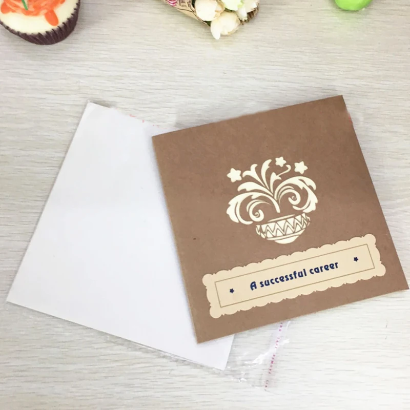 1pcs Treasure Bowl Laser Cut Kirigami 3D Pop UP Greeting & Gift Cards Handmade Creative Thank You Cards Teachers' Day Gifts