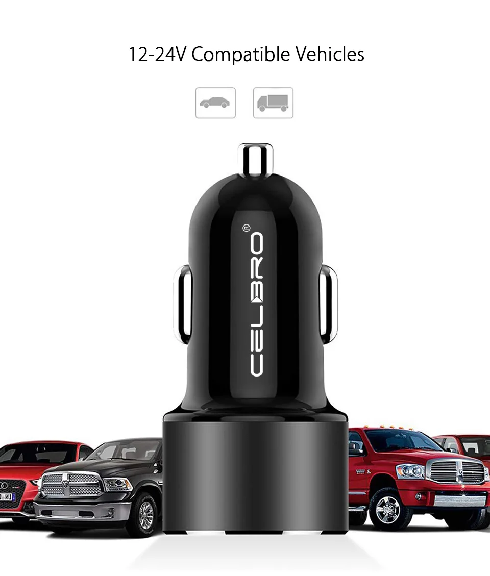Обновленный двойной USB Автомобильное зарядное устройство для мобильного телефона 3.6A светодиодный дисплей автомобильное USB зарядное устройство для iPhone Xiaomi автомобильное зарядное устройство металлическое автомобильное зарядное устройство