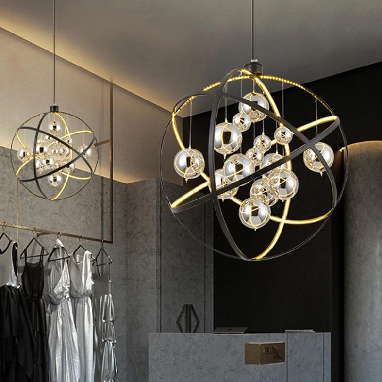 Led Modern Pendant Lights Round Glass Ball Hanging Lamps