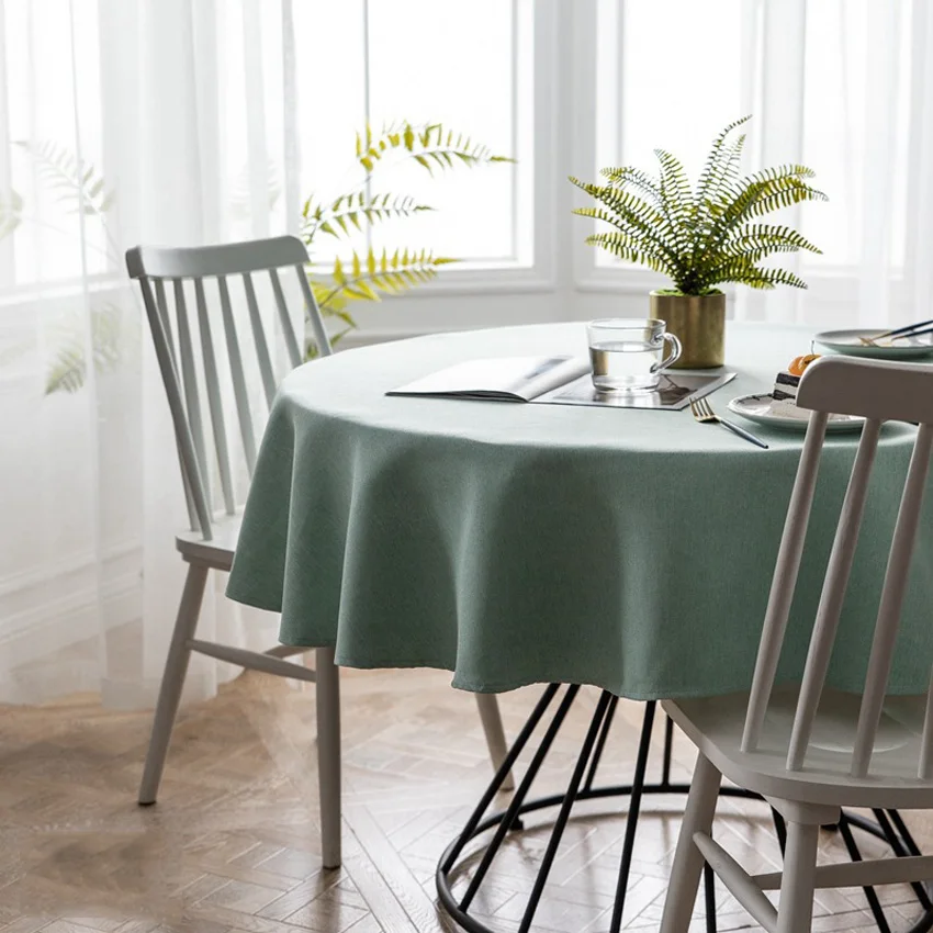  100% Polyester American Style Tablecloths Thick Solid Color Tablecloth Home Decorative Round Table 