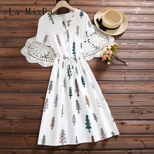 Сладкое Лето Печать Vestidos Verano 2018 Мори девушка Для женщин хлопок свободное платье