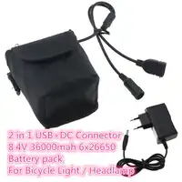 8.4V USB+DC Ports 26650 36000mAh Rechargeable Battery Pack 6x26650 Bicycle Light Power For LED Bike headlamp With EU Charger