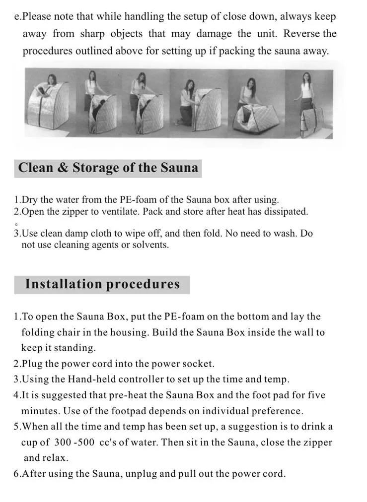 clean and storage of the sauna