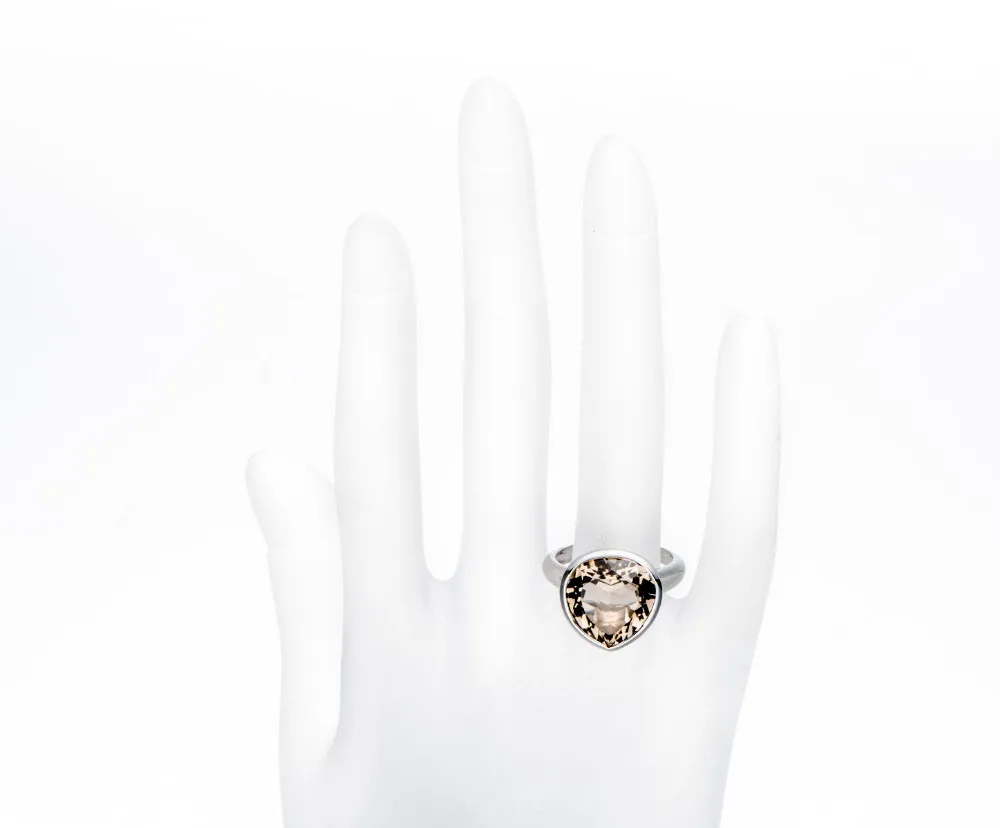 Hutang 7.75ct Натуральный дымчатый кварц драгоценный камень серебро 925 пробы кольцо для Для женщин леди Изысканные Мода камень ювелирного лучший подарок