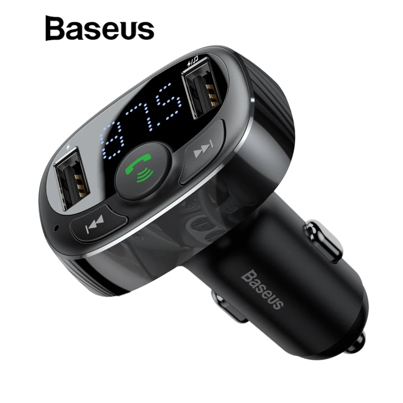 

Baseus Car Charger for iPhone Mobile Phone Handsfree FM Transmitter Bluetooth Car Kit LCD MP3 Player Dual USB Car Phone Charger