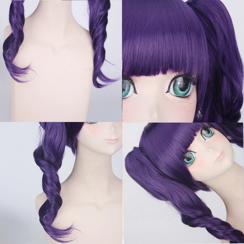 Cosplay&Ware [2]Bleach Katenkyoukotsu 40cm Long Cosplay Wig With Bangs Synthetic Fake Hair Purple Wavy Anime Costume Party Ponytails -Cosplay&Ware anime Shop