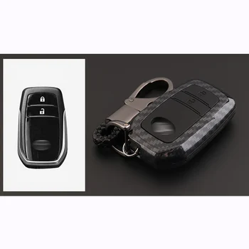 

ABS Carbon Fiber Shell+Silicone Cover Remote Key Holder Fob Case&KeyChain For Toyota Series D