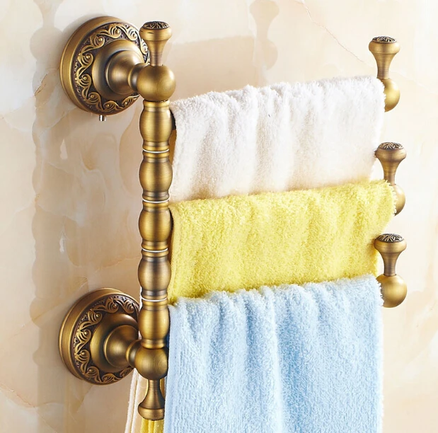 Luxury12.9" Vintage Style Towel Bar Antique Brass Ceramic Three Tiers