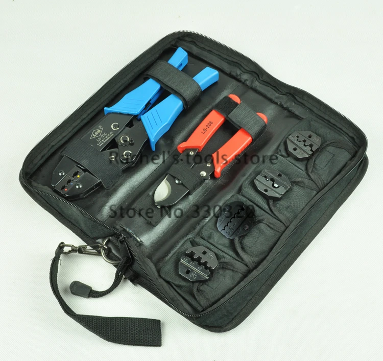 

Crimping tools hand tool set for crimp terminals and connector with cable cutter pliers replaceable dies LS-K03C,multi tool kits