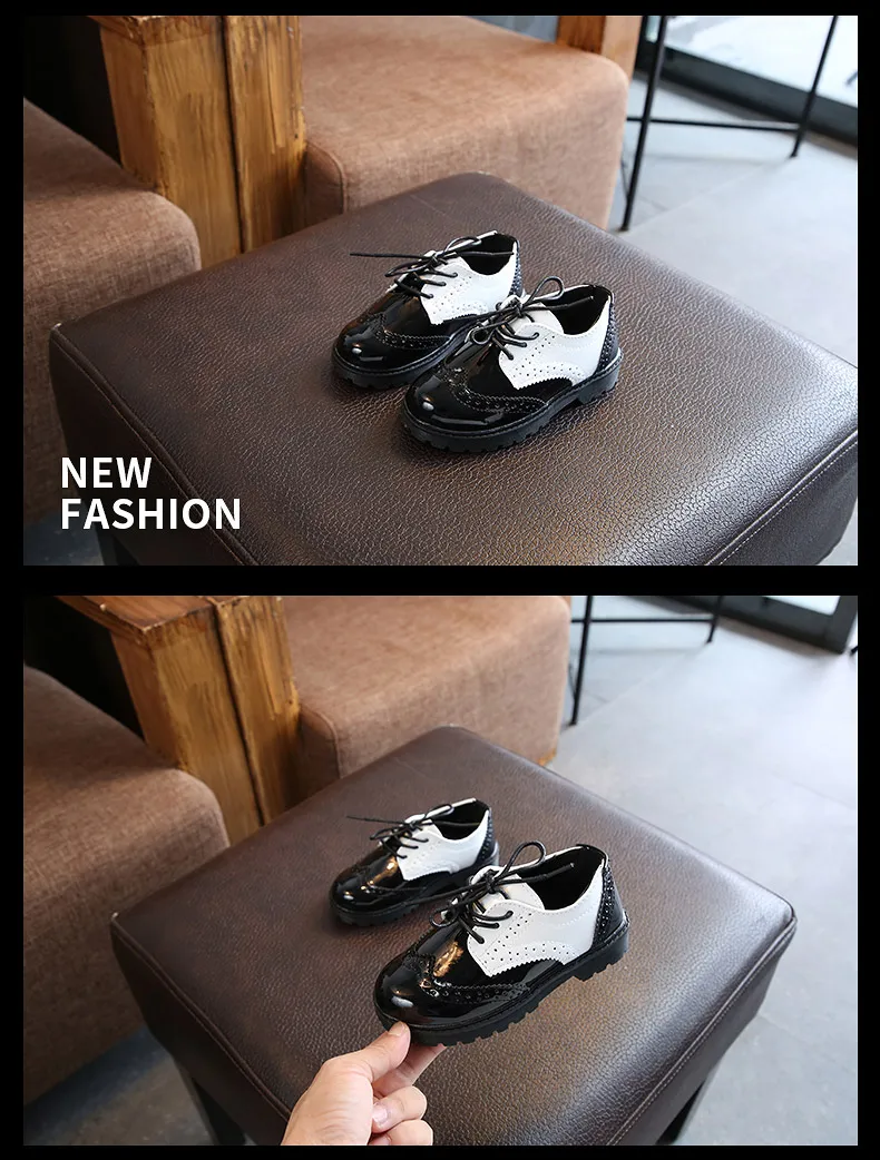 New Spring autumn new student boy casual shoes British wind girls black leather shoes performance children single shoes P113