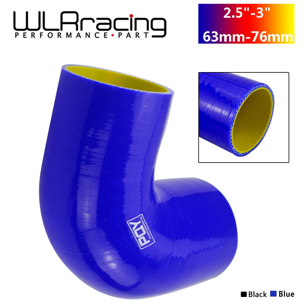 

WLR RACING 2.5"-3" 63mm-76mm 90 Degree Elbow Reducer Silicone Hose Pipe Turbo Intake WLR-SH9025030-QY