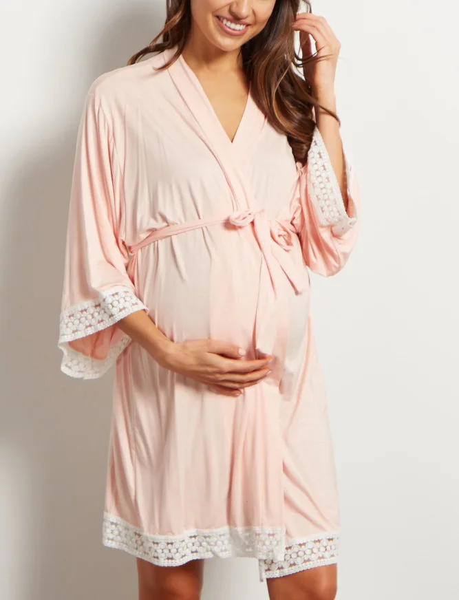 

Lace Maternity Pajamas Pregnant Women Lounge Breastfeeding Pajamas Maternity Robe Maternity nightgown Nursing Pajamas