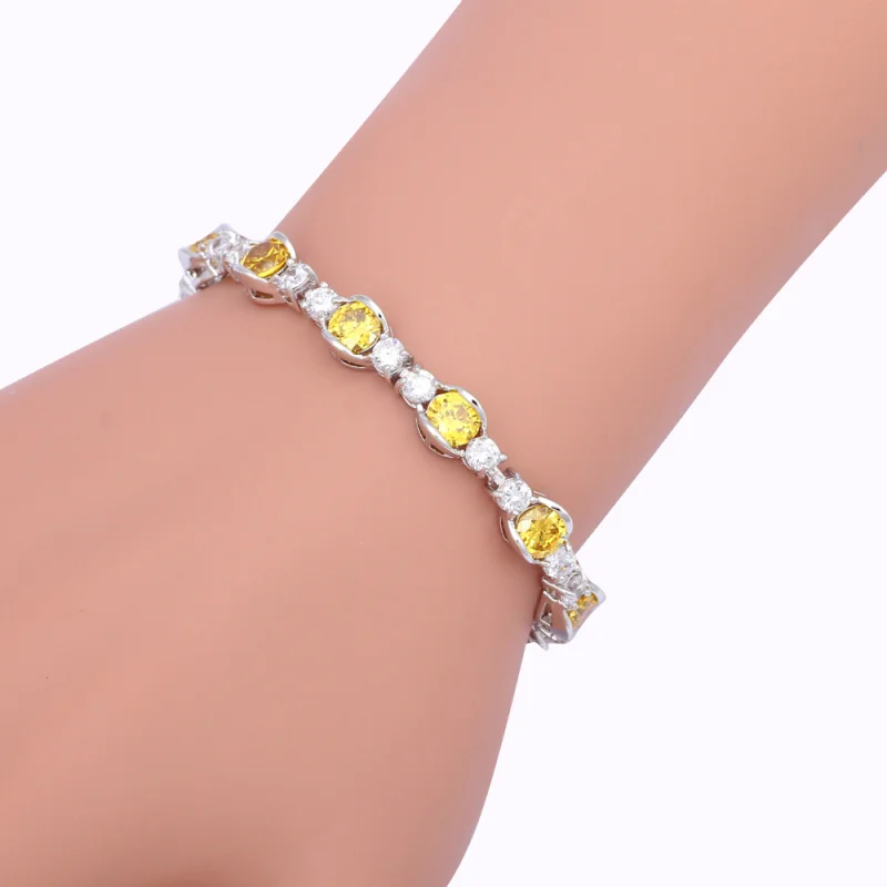 

Top Sell Friendship Bracelets Yellow Zirconia Design Silver Super Supplier Fashion Jewelry Bracelets TBS969A