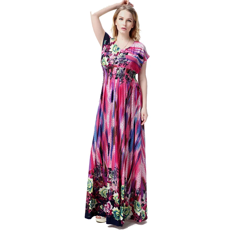 Новинка большие размеры богемные женские платья макси Vestidos цветочный принт