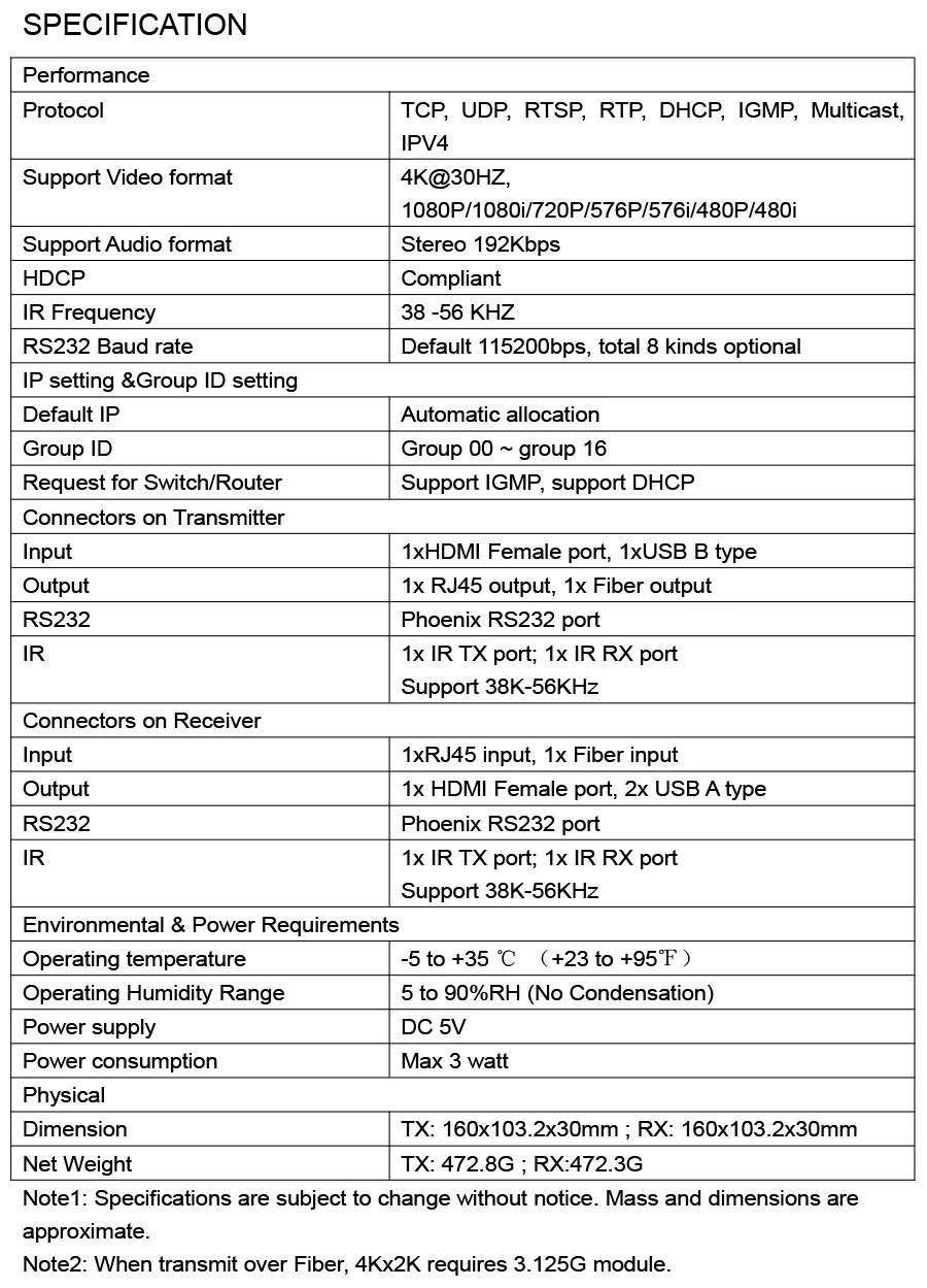 I extender 120M USB KVM over IP hdmi Fiber 4K 60KM(Single Model)RS232 (3)