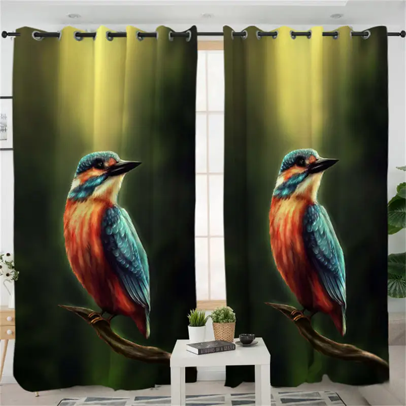 Kingfisher 1 Piece Kingfisher by Khalia, занавеска для гостиной, 3D принт, роскошные затемненные занавески на окно, красочные пушистые занавески с птицами, 1 шт., rideaux - Цвет: Kingfisher 1 Piece
