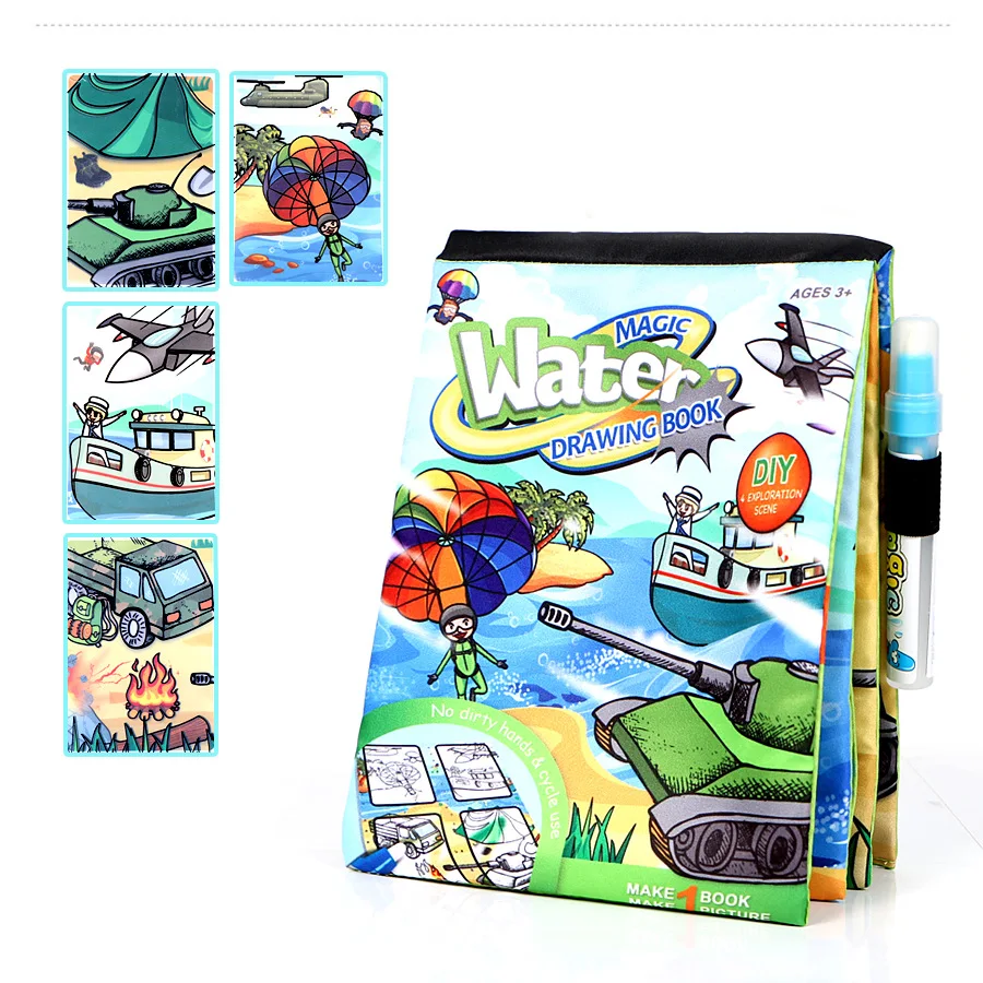 10 видов стилей тематическая раскраска для детей Волшебная водная рисовальная книга Водная раскраска водная рисовальная книга каракули
