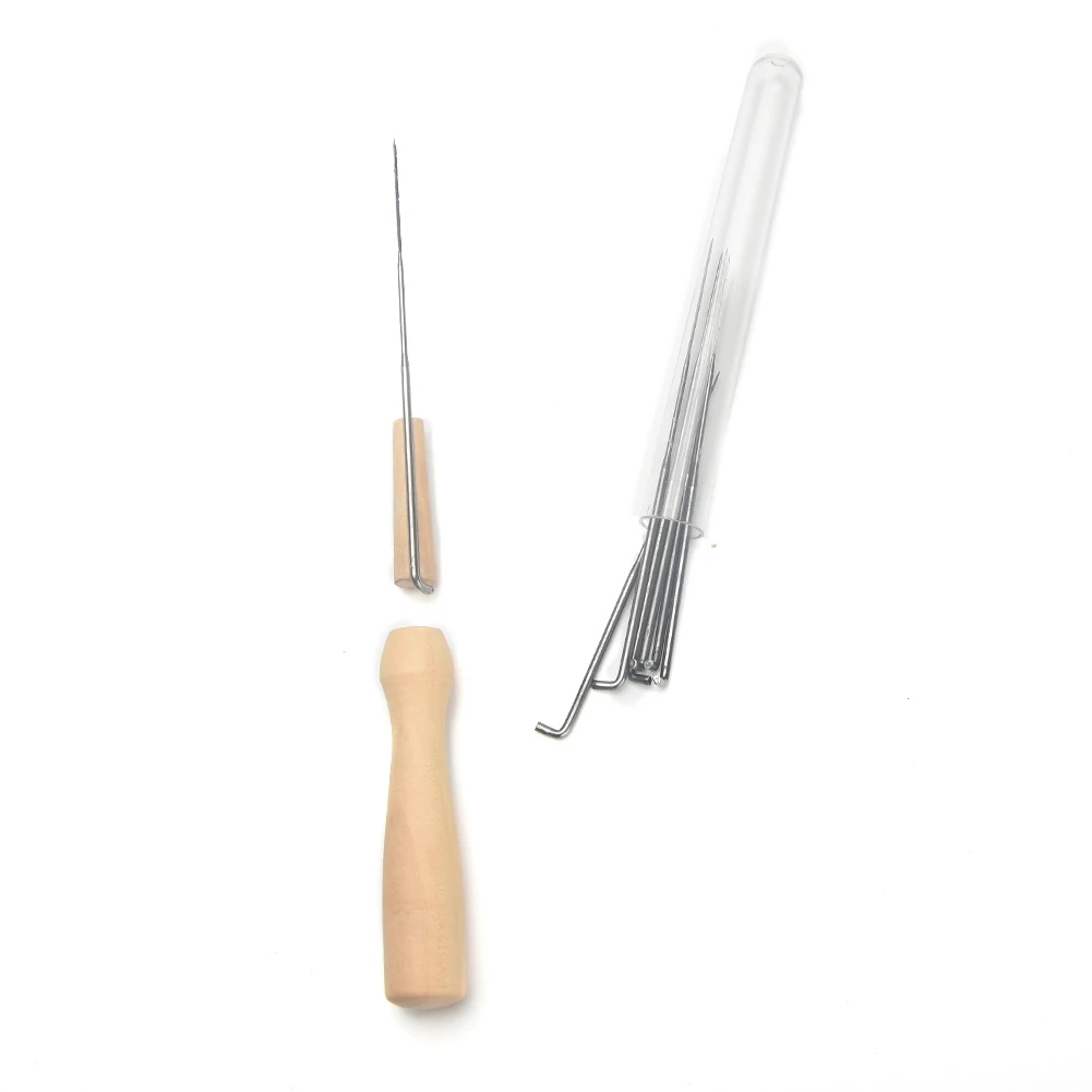 1 Set Needle Tool Felting Tools Stick DIY Workbox Knitting Foam Pad Needles Finger Cots Sewing Accessory Wooden Handle | Дом и сад