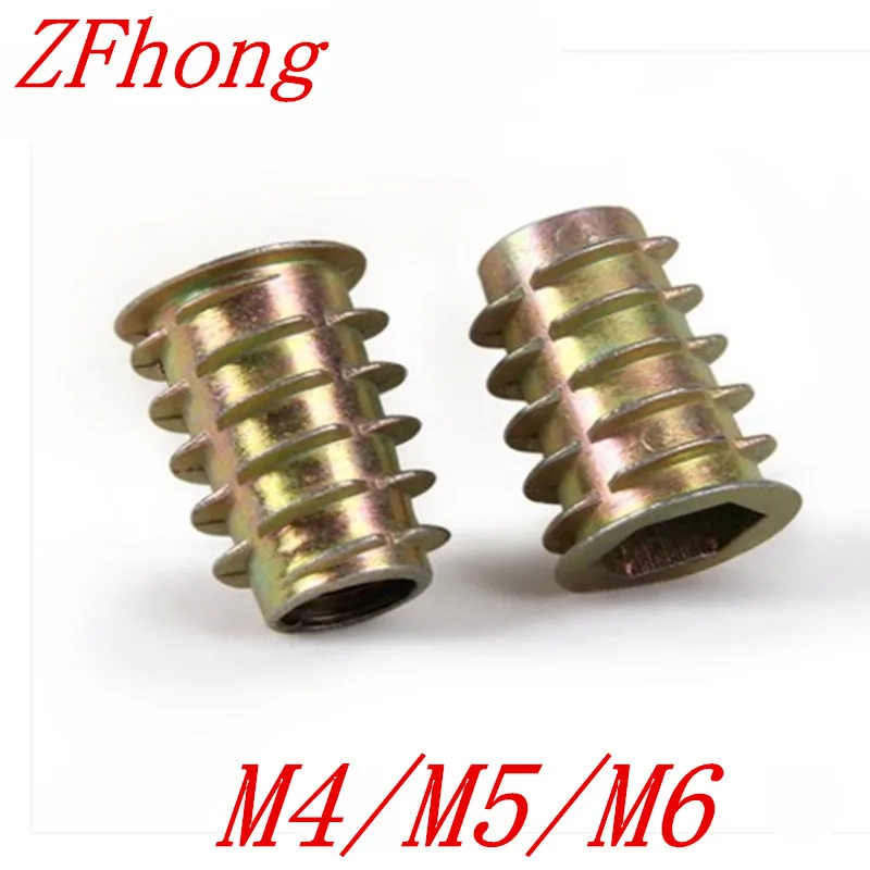 50 шт. M4/M5/M6 * 8/10/13 цинковый сплав деревянная вставка гайка фланцевая Шестигранная