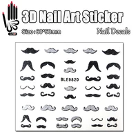1 Sheet Nail Decal BLE982D Black Moustache 3D Nail Art Transfer Sticker Makeup Decal For Nail Sticker Art Decoration 1