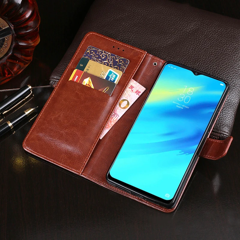 Чехол для OPPO Realme 3 роскошный кожаный чехол телефона Realme3 защитный откидной