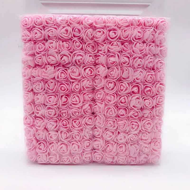 144 шт./пакет мини PE многоцветный поддельные пены розы Искусственные цветы дешевые Рождественский венок, Декор для дома, свадьбы, сделай сам, подарки на год - Цвет: light pink