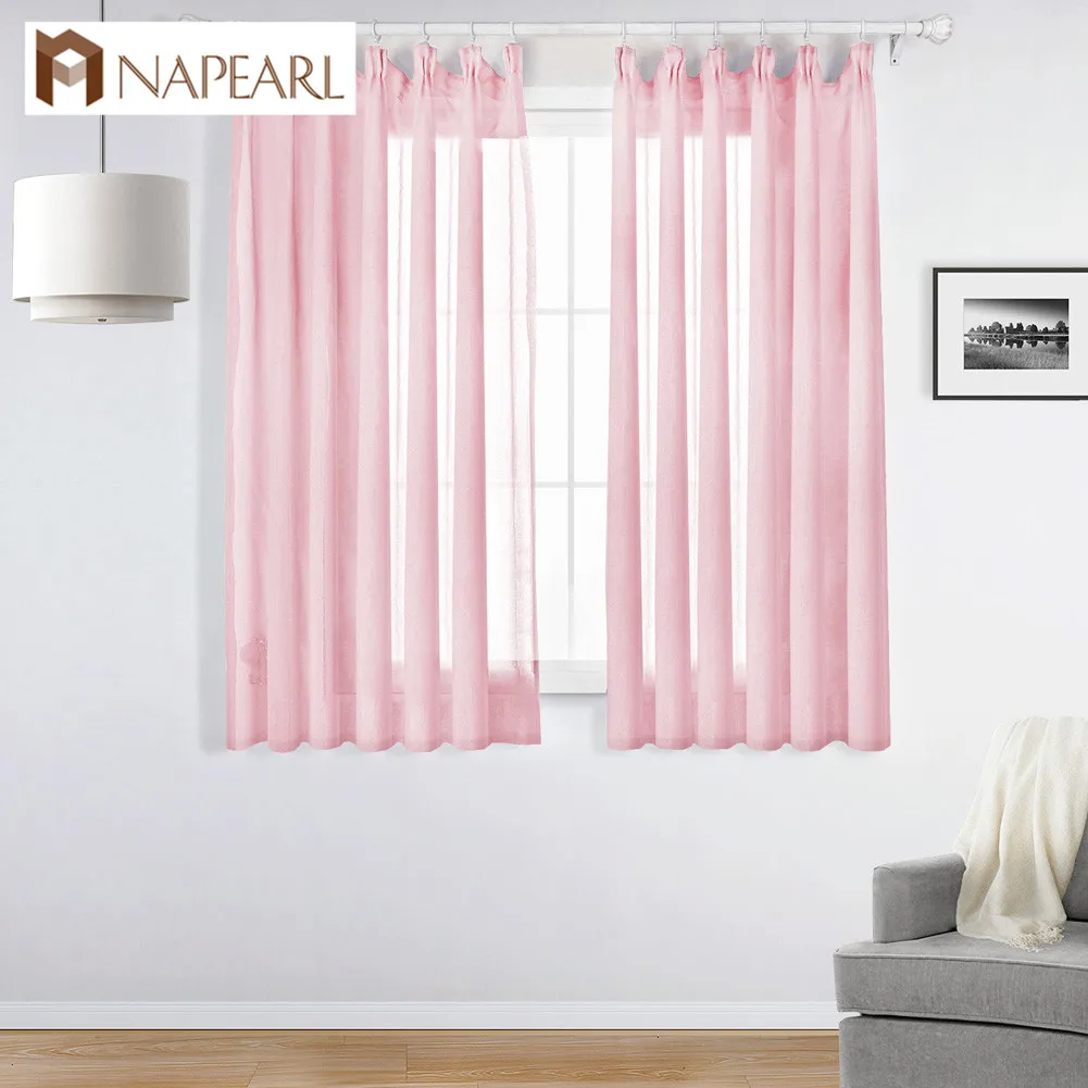 

NAPEARL Short Curtains Solid Drops For Living Room All Match Tulle Sheer Kitchen Windows Transparent Fabric Modern Style Thread