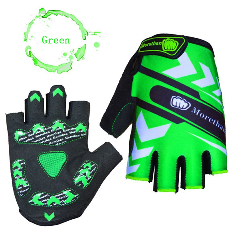 3D GEL Pad Bright Green Sport Gloves With Reflective Half Finger MTB Bike Gloves Cycling Gloves