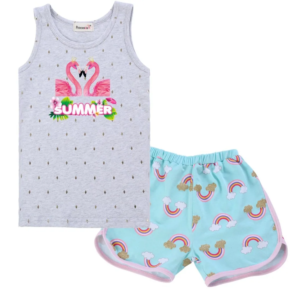 Baby Girls Clothes Flamingo Summer Children Clothes Shirt Shorts 2PCS Set Girls Clothing Sets Kids Suit Toddler Boy Clothes