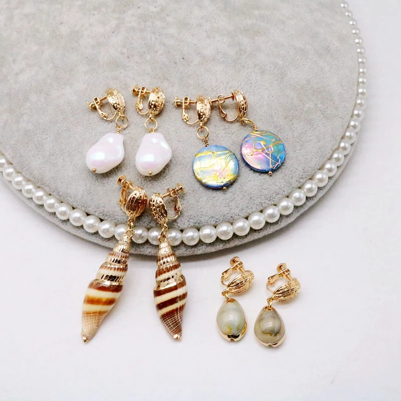 

Free Shipping New Cute Sweet Elegant Designs Shell Clip Earrings