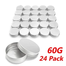 24 шт. 60 г пустая, алюминиевая косметический контейнер бальзам серебристого металла Jar Может Олово для мазь, крем для рук ногтей Гель-пудра макияж инструменты