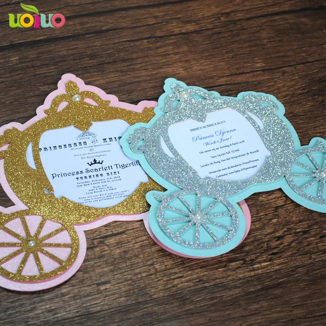 glitter lovely laser cut simple unique carriage baby kid birthday