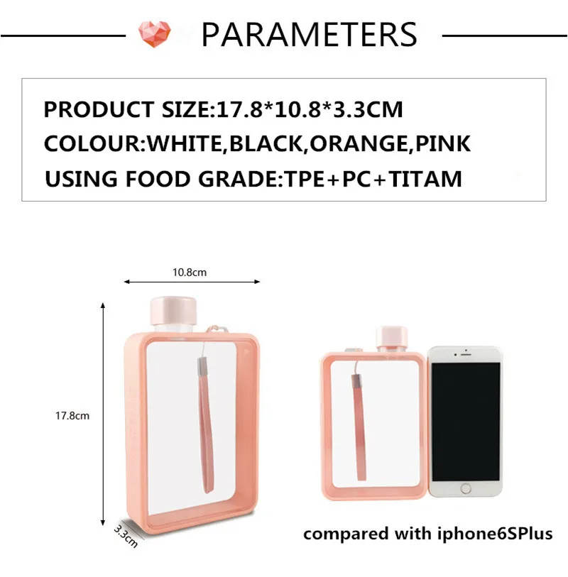 HELLOYOUNG А5 блокнот бумага Тритан пластиковый материал бутылка для воды удобный портативный плоский чайник Спортивная бутылка для питьевой воды 380 мл