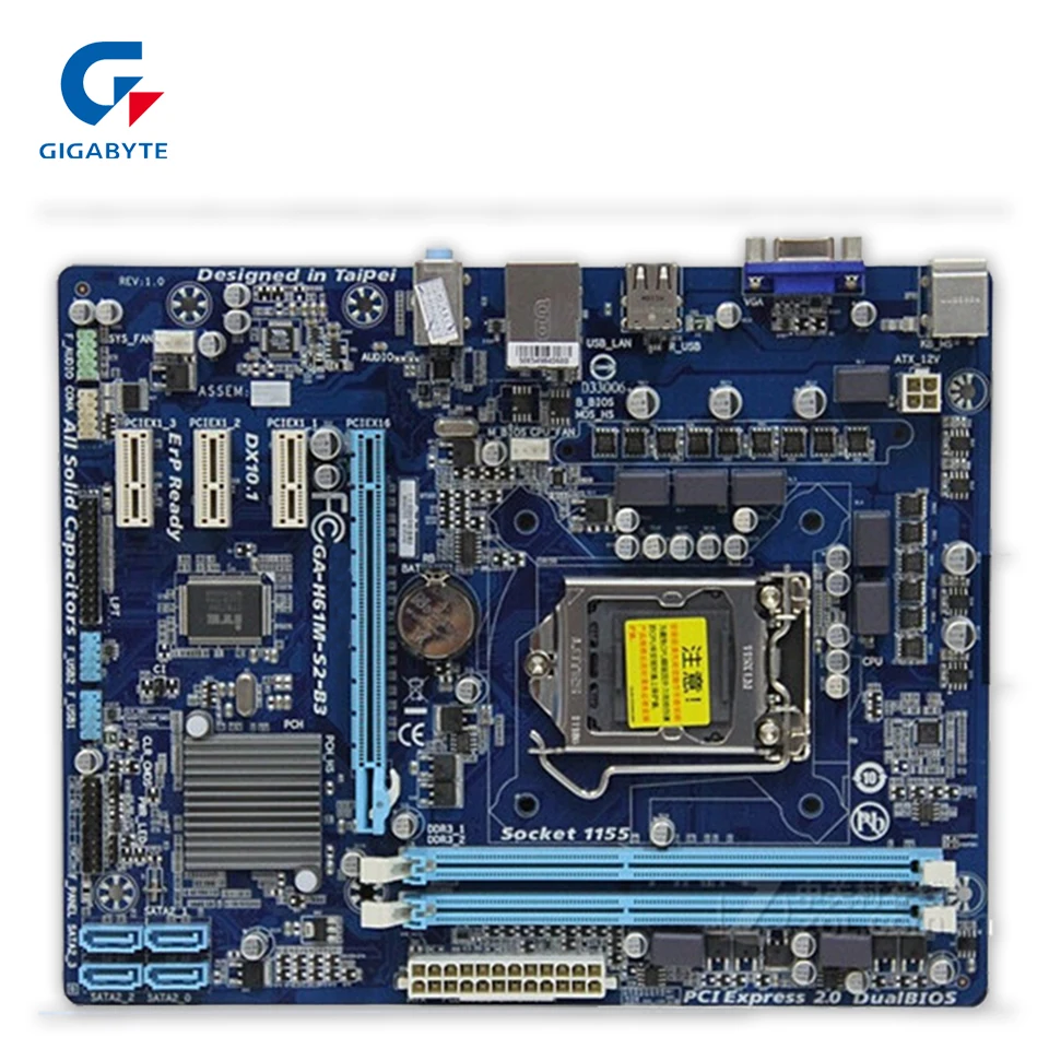 Gigabyte GA-H61M-S2-B3 Original Used Desktop Motherboard H61M-S2-B3 H61 LGA 1155 i3 i5 i7 DDR3 16G Micro-ATX gigabyte ga h61m s1 micro atx lga 1155 ddr3 motherboard blue silver