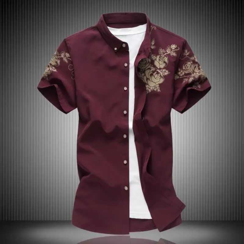 Для мужчин рубашки мужской Повседневное Марка Slim Fit дизайнер одноцветное Цвет короткий рукав рубашки Азиатский Размеры M-6xl