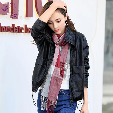 Promo  Nevettle Motorcycle Loose Faux Leather Jacket Women Street wear Harajuku Short Coat Autumn