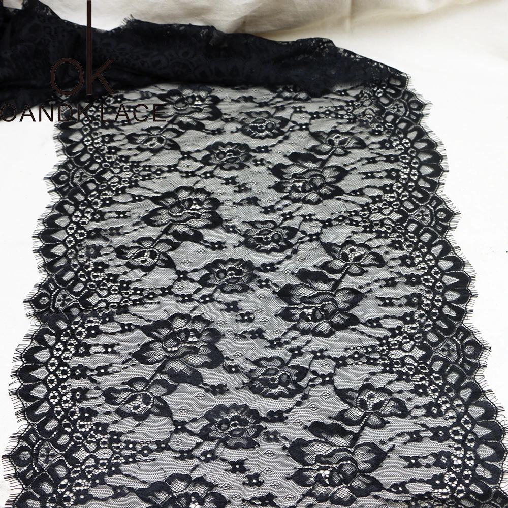 

3 meter/ lot Eyelash Lace Fabric 39 cm DIY Decorative High Quality Soft Off Nylon Eyelash Lace Trim Wedding Dress Fabric