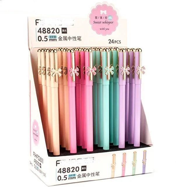 

24 pcs/lot Gel Pen Butterfly Metal Shell black lolita gel ink pen writing tool girls favor stationery office school supplies