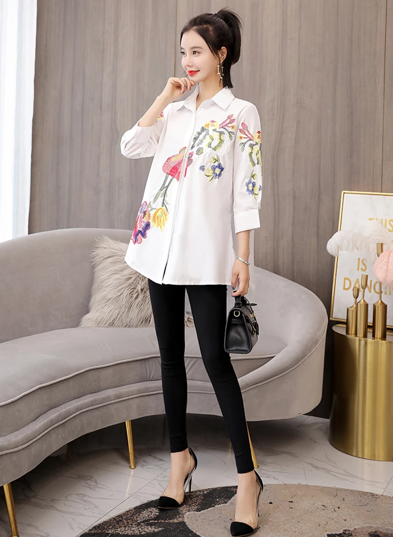 Women Blouse Embroidery Chinese Stlye Plus Size Blusa Feminina Summer Top Chemise Femme Tops Shirt Harajuku Womens Blouses (1)