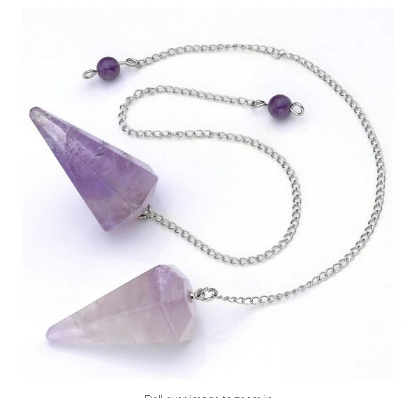 Natural Amethyst Crystal Pink Quartz Stone Pendulum Facet Reiki Chakra Healing Point with 10inch chain 1pcs single pack | Украшения и