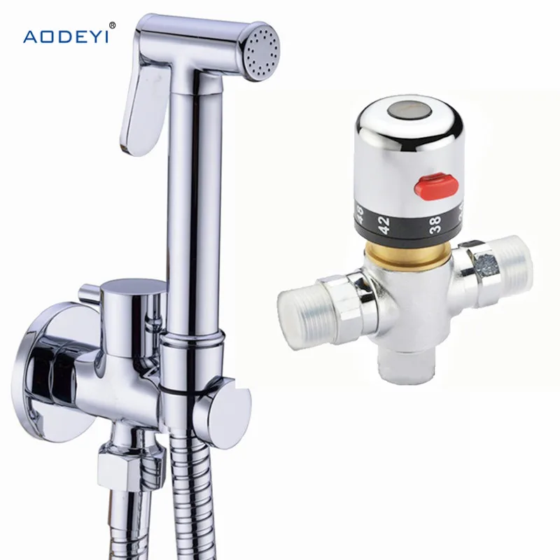 Thermostatic Bidet Sprayer set Bidet Faucets Mixers Taps + Brass